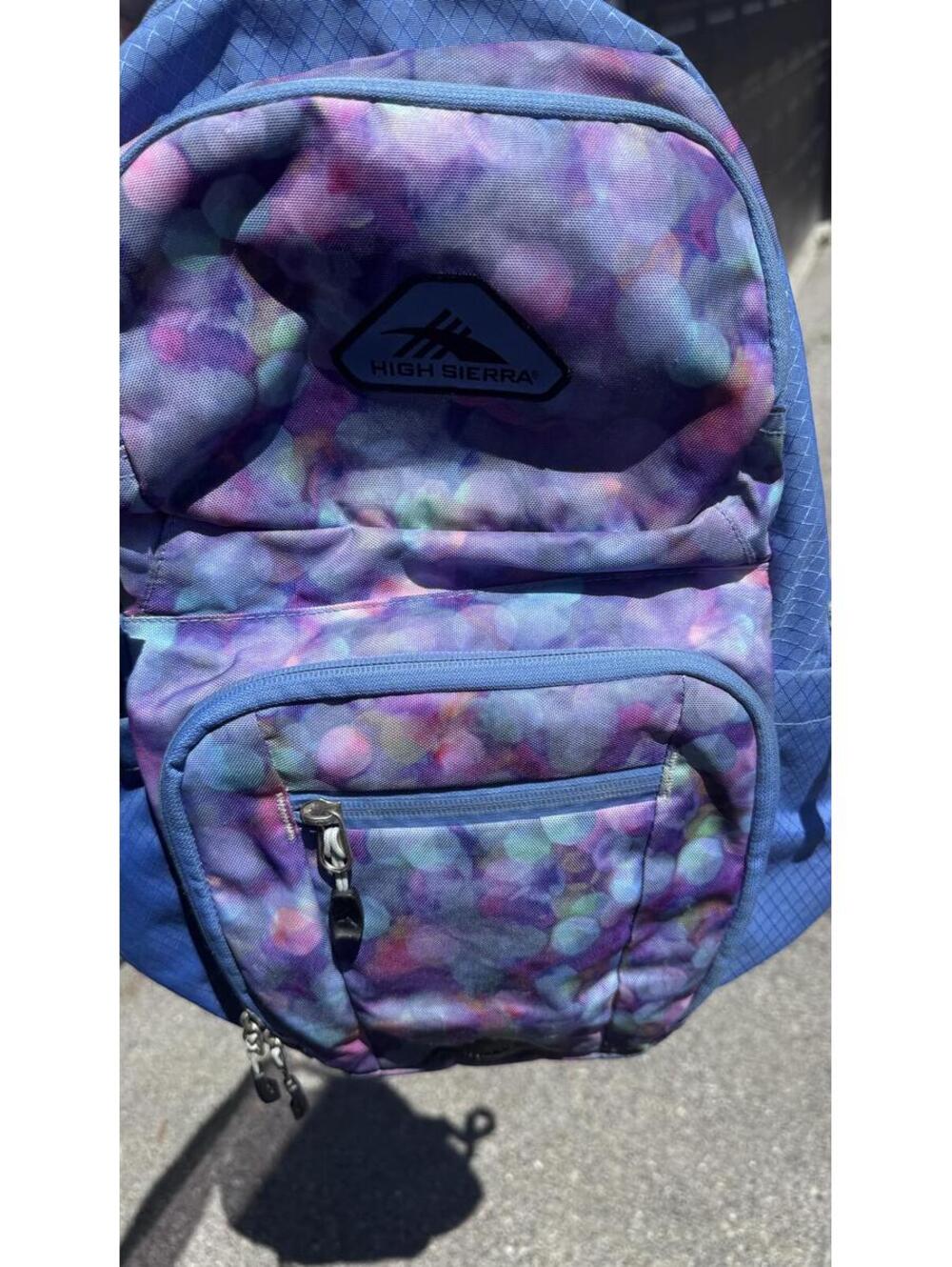 High Sierra Galaxy Print Backpack Blue Purple Laptop School Travel Book Bag